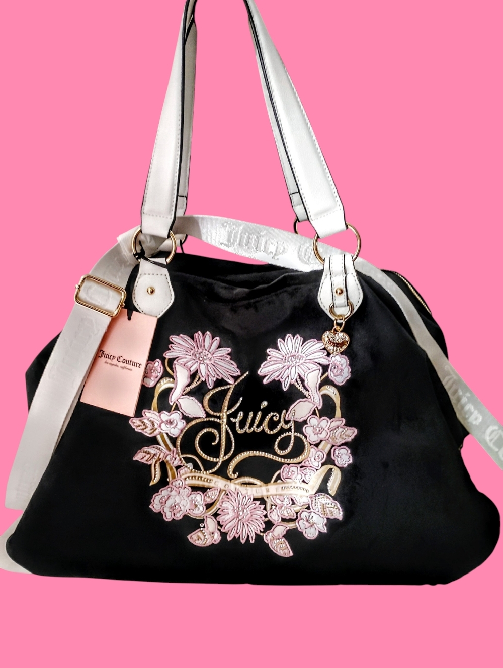 💎🩷🌸*Juicy Couture*RHINESTONES "Juicy In Bloom" Weekender Bag🌸🩷💎